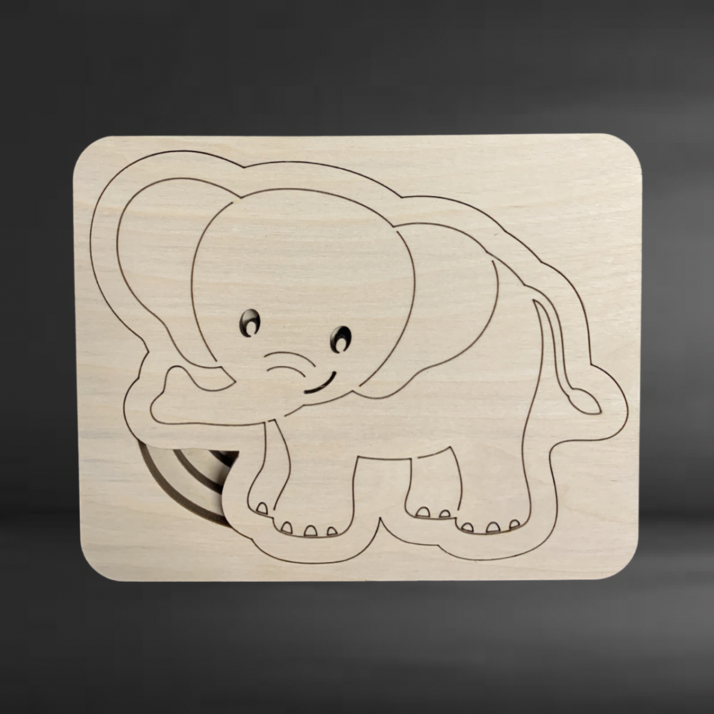 Elefant 3D Holzbausatz Säugetier Elephant Zoo Holzpuzzle Steckpuzzle Holz Tier 